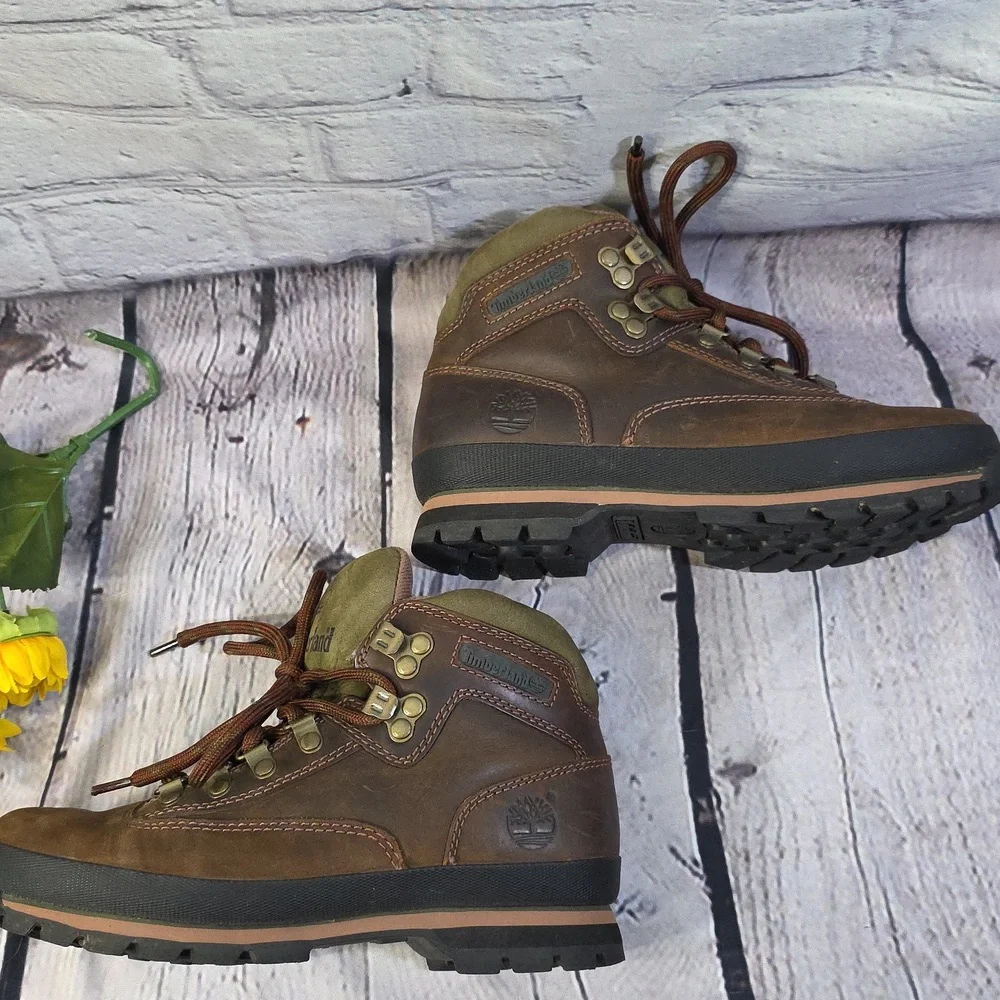 Timberland Euro Hiker Women's Boots Olive and Brown Sz 7 - Picture 8 of 13